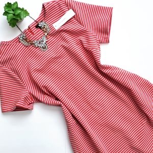 Ann Taylor Red Striped Knit Short Sleeve Dress 8